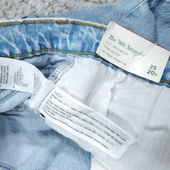 Abercrombie 20 Short 90s Straight Ultra High Rise Jeans Light Wash Blue Size 35 - Picture 5 of 7